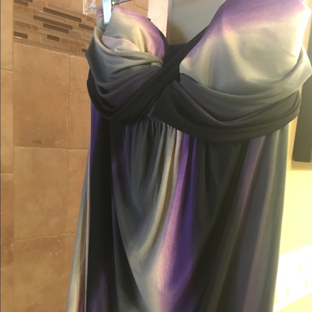 Mini dress- purple , gray and black. Strapless